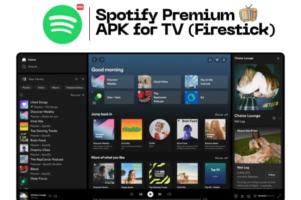 Spotify Premium's 'Now Playing' screen displayed on a modern television in a living room.